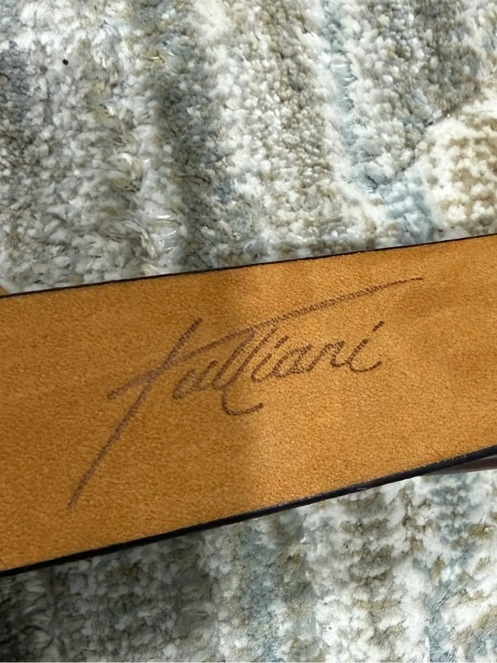 Men's Brown Leather Belt with Gold Buckle